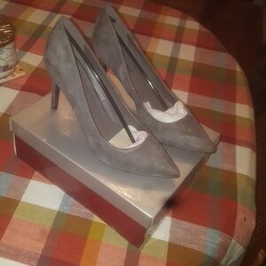 Grey Suede look pumps size 10
